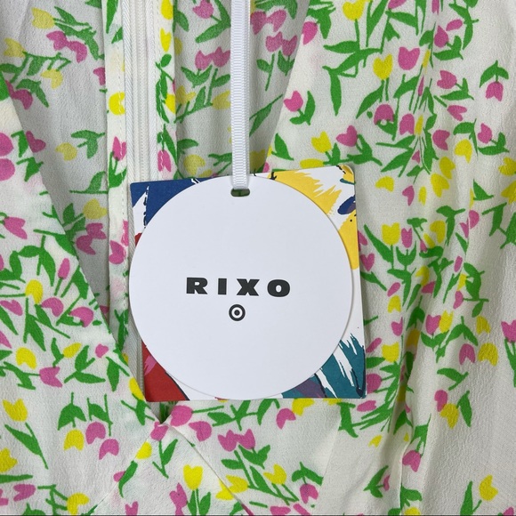 RIXO Puff Sleeved Tulip Print Mini Dress - Picture 4 of 7